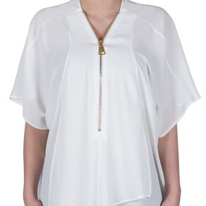 Joseph Ribkoff - White tunic w gold zipper